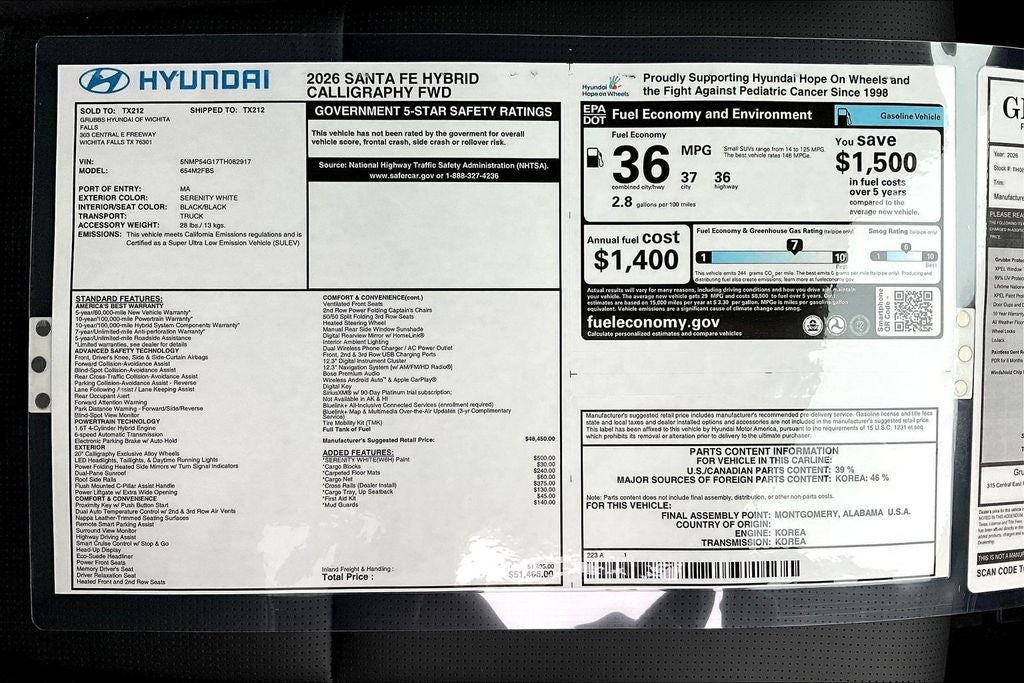 2026 Hyundai Santa Fe Hybrid Calligraphy