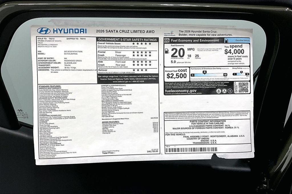 2026 Hyundai Santa Cruz Limited