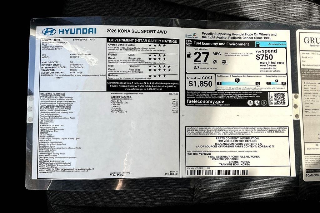 2026 Hyundai Kona SEL Sport