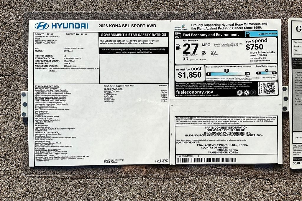 2026 Hyundai Kona SEL Sport