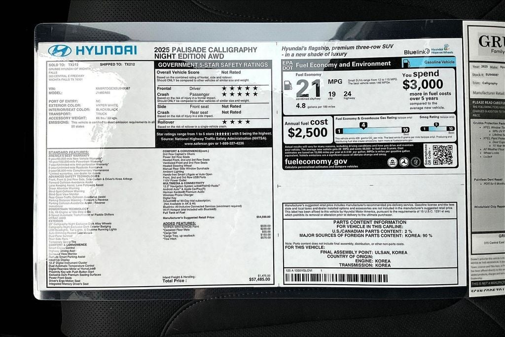 2025 Hyundai Palisade Calligraphy Night Edition