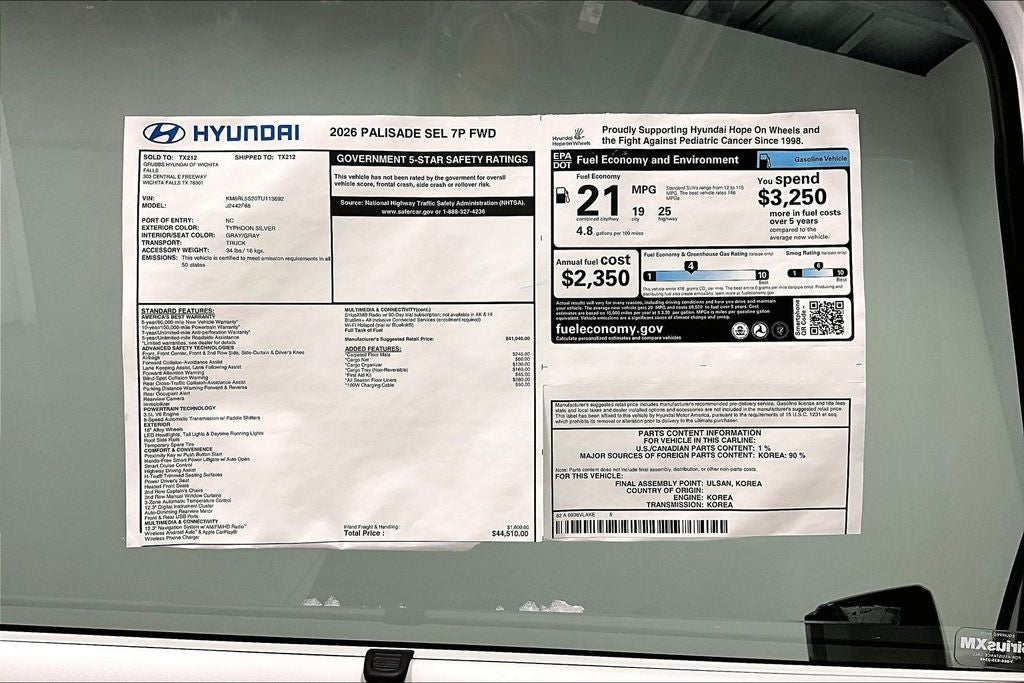 2026 Hyundai Palisade SEL 7 Passenger