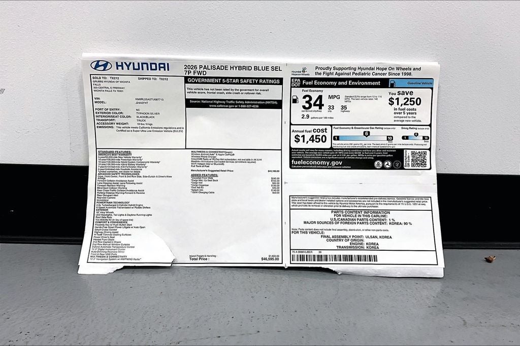 2026 Hyundai Palisade Hybrid Blue SEL 7 Passenger