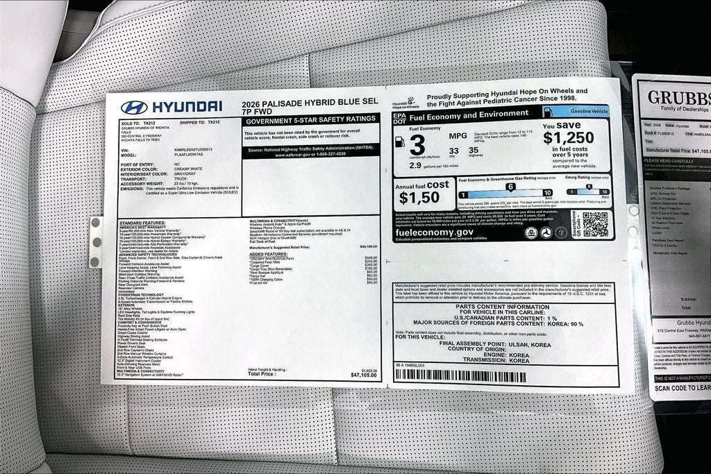 2026 Hyundai Palisade Hybrid Blue SEL 7 Passenger