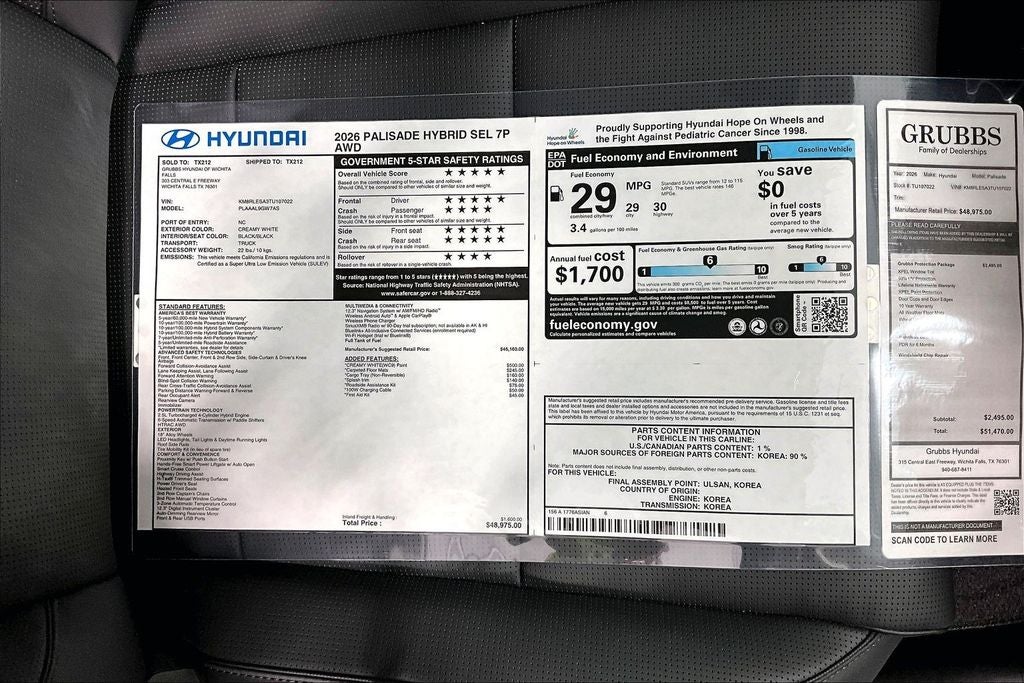 2026 Hyundai Palisade Hybrid SEL 7 Passenger