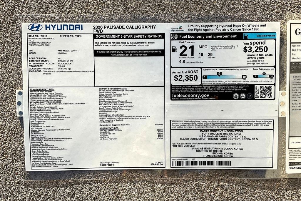 2026 Hyundai Palisade Calligraphy