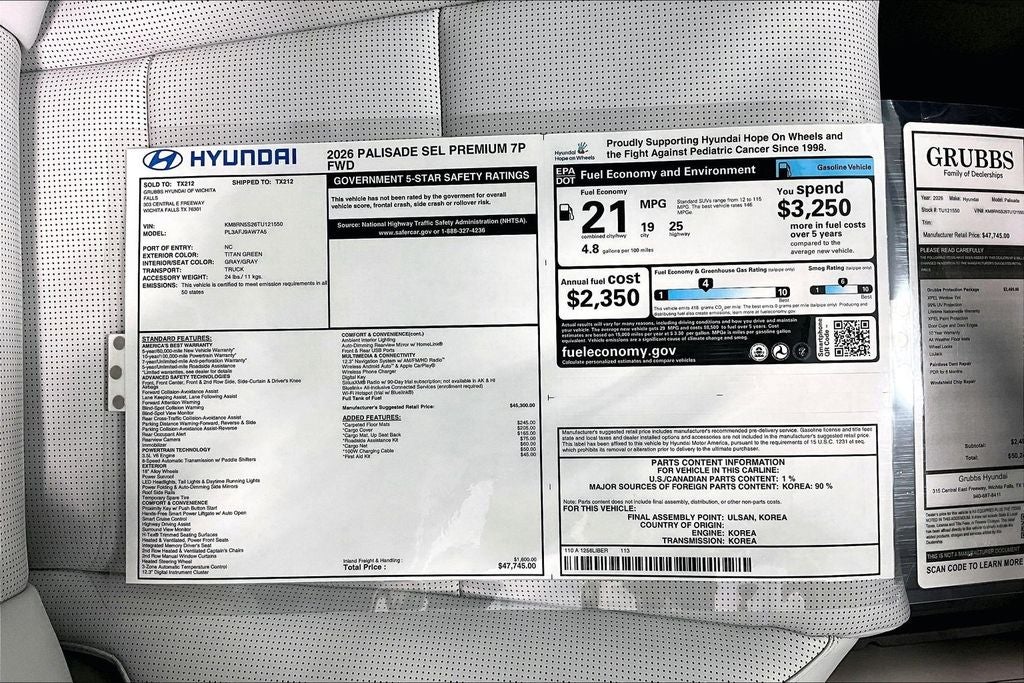 2026 Hyundai Palisade SEL Premium 7 Passenger