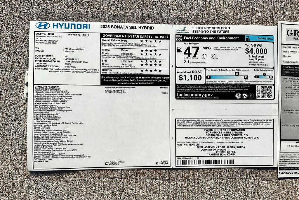 2025 Hyundai Sonata Hybrid SEL