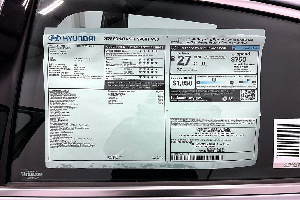 2026 Hyundai Sonata SEL Sport