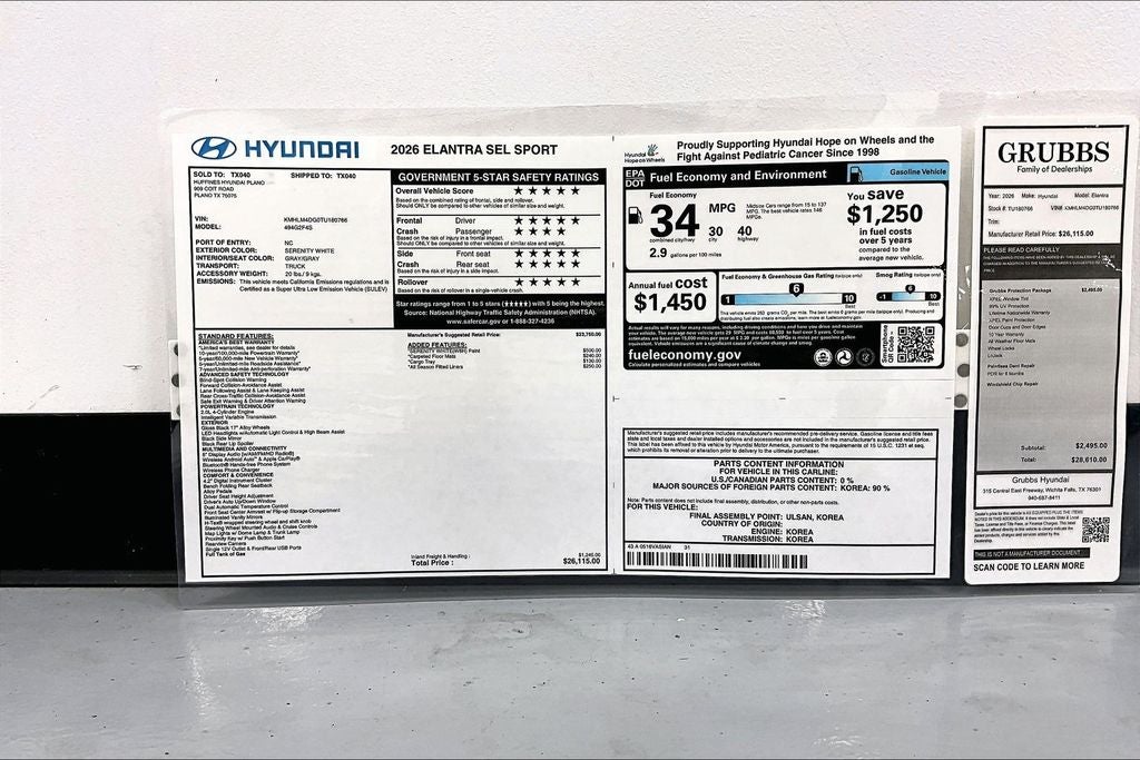 2026 Hyundai Elantra SEL Sport