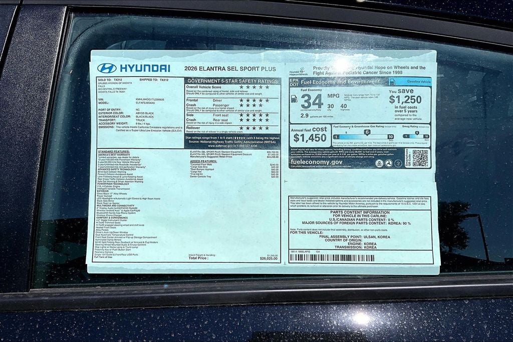 2026 Hyundai Elantra SEL Sport