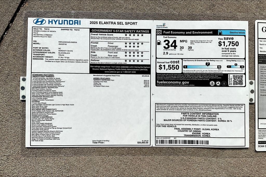 2025 Hyundai Elantra SEL Sport