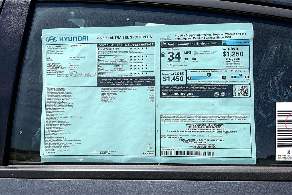 2026 Hyundai Elantra SEL Sport