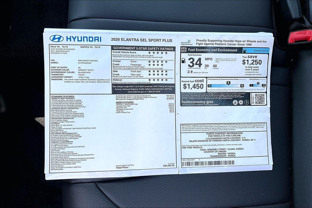2026 Hyundai Elantra SEL Sport