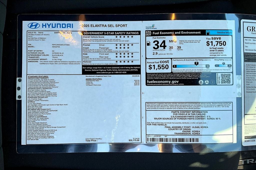 2025 Hyundai Elantra SEL Sport