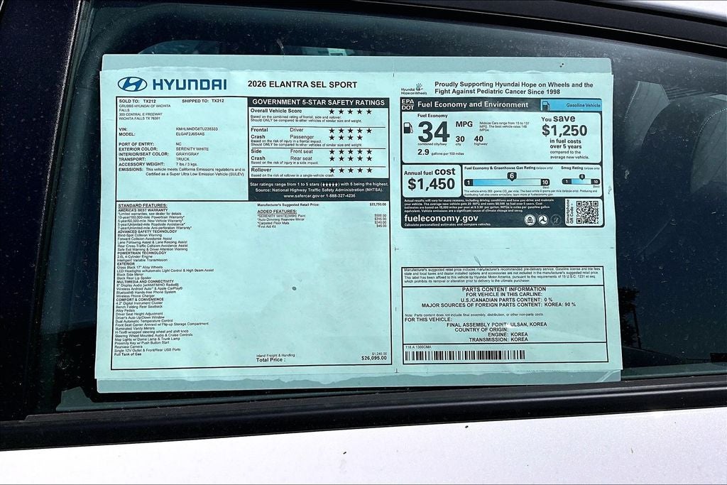 2026 Hyundai Elantra SEL Sport