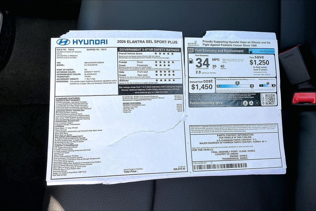 2026 Hyundai Elantra SEL Sport