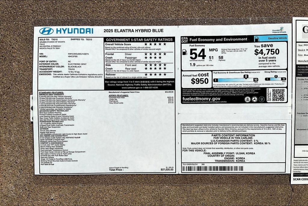 2025 Hyundai Elantra Hybrid Blue