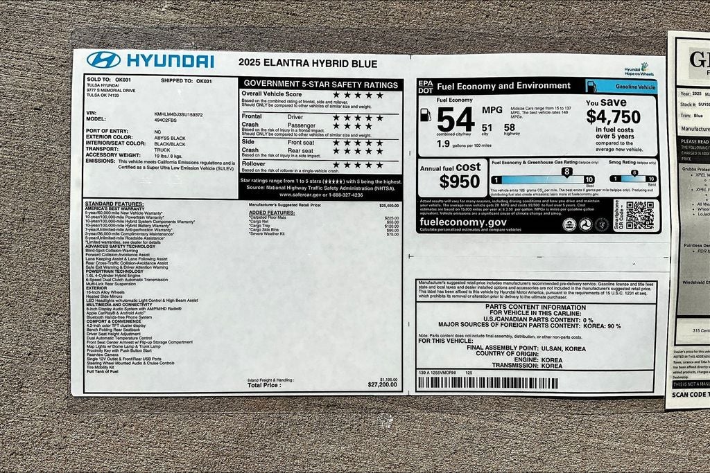 2025 Hyundai Elantra Hybrid Blue