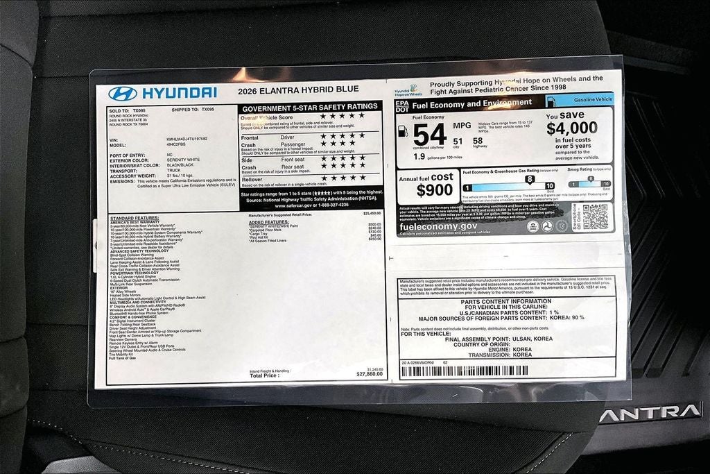 2026 Hyundai Elantra Hybrid Blue