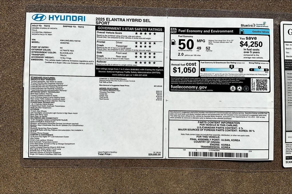2025 Hyundai Elantra Hybrid SEL Sport