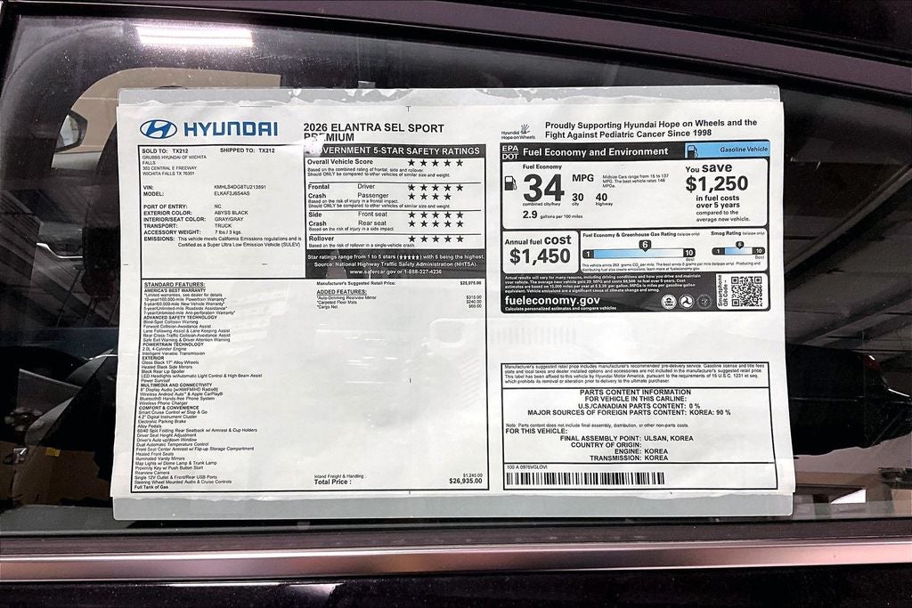 2026 Hyundai Elantra SEL Sport