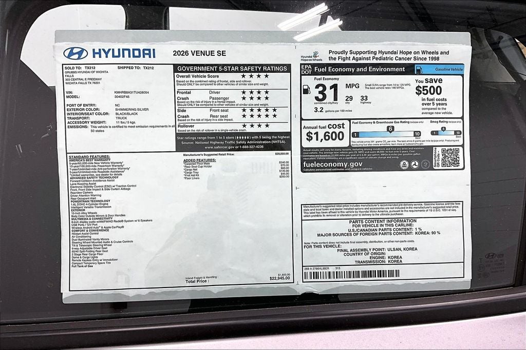 2026 Hyundai Venue SE