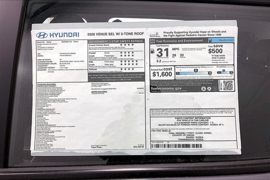 2026 Hyundai Venue SEL