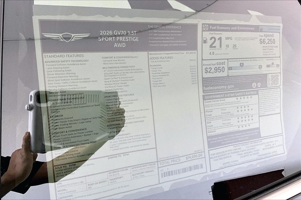 2026 Genesis GV70 3.5T SPORT PRESTIGE