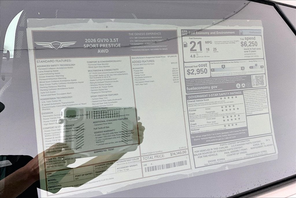 2026 Genesis GV70 3.5T SPORT PRESTIGE