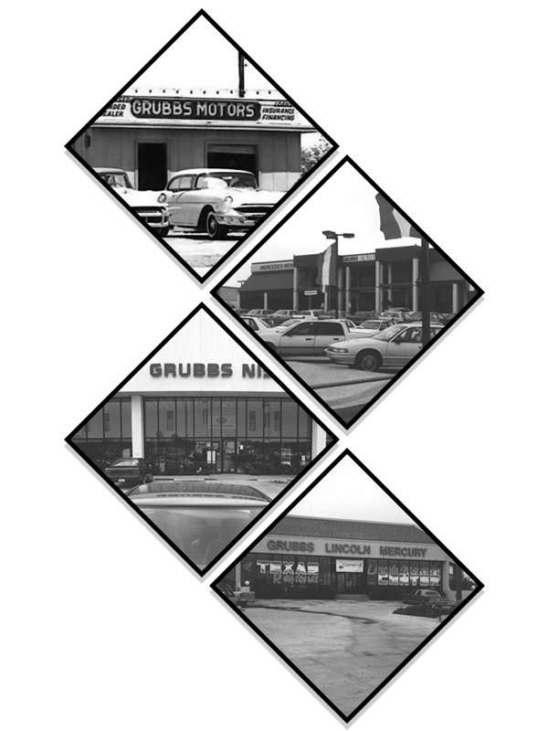 old grubbs showroom photo collage